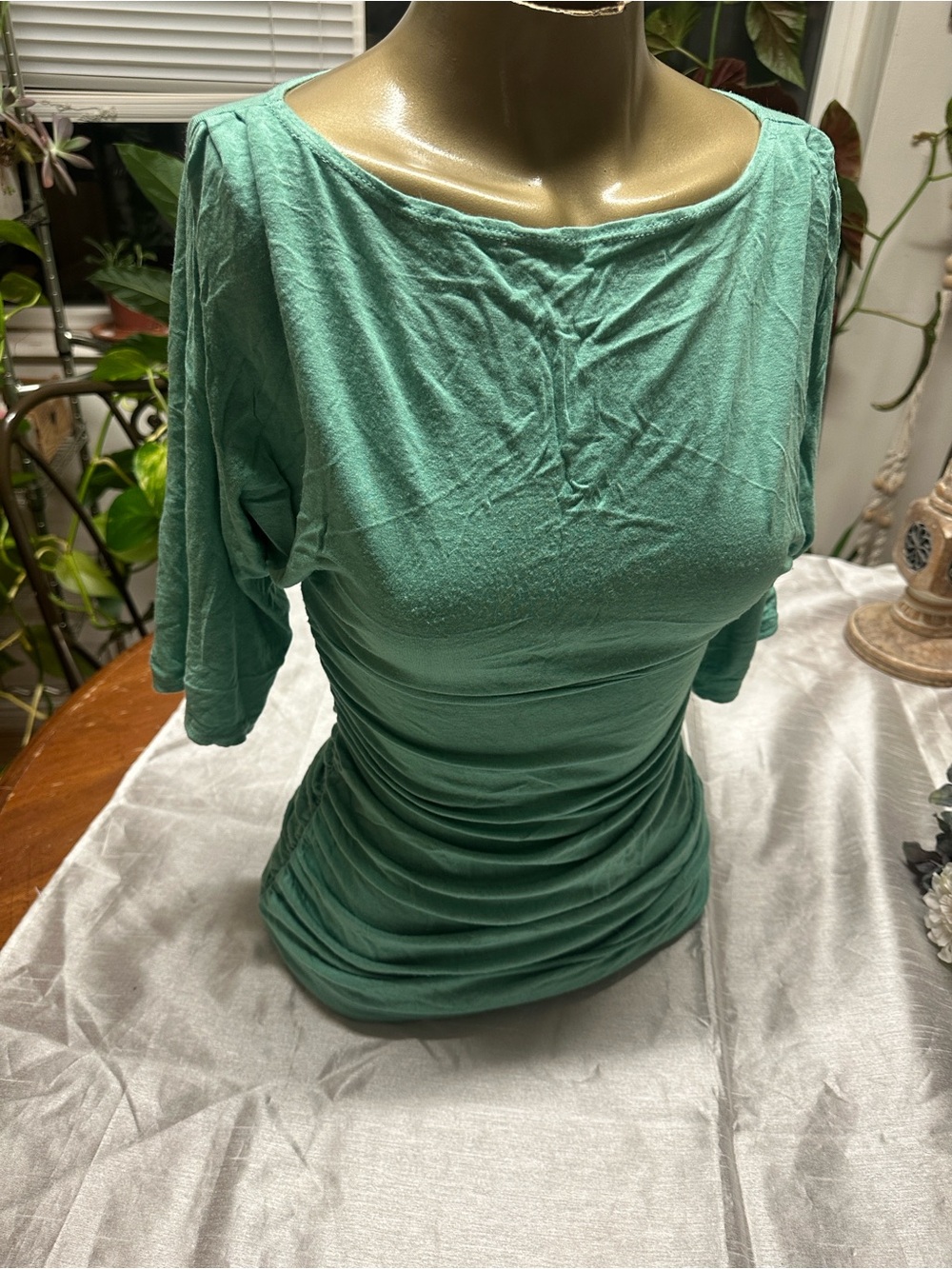Lilac Clothing Teal Ruched Short Sleeve Top